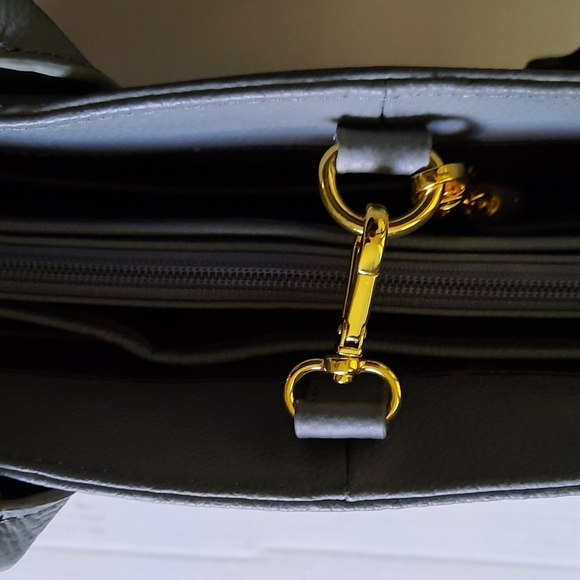 Joy and Iman Large Gray Leather Handbag, Tote - Picture 2 of 14